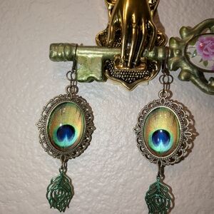 Peacock Feather Dangle Earrings